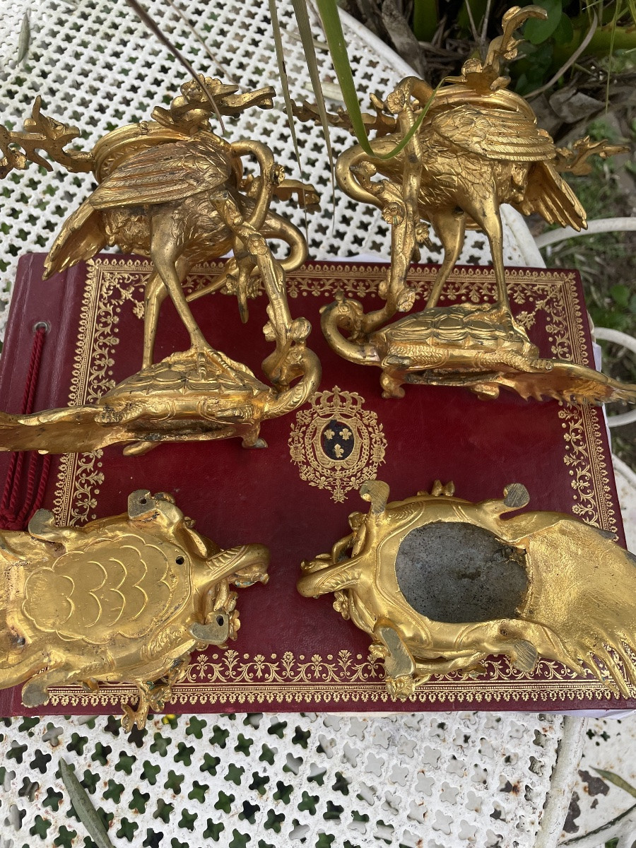 Pair Of Asian Gilt Bronze Incense Burners -photo-2