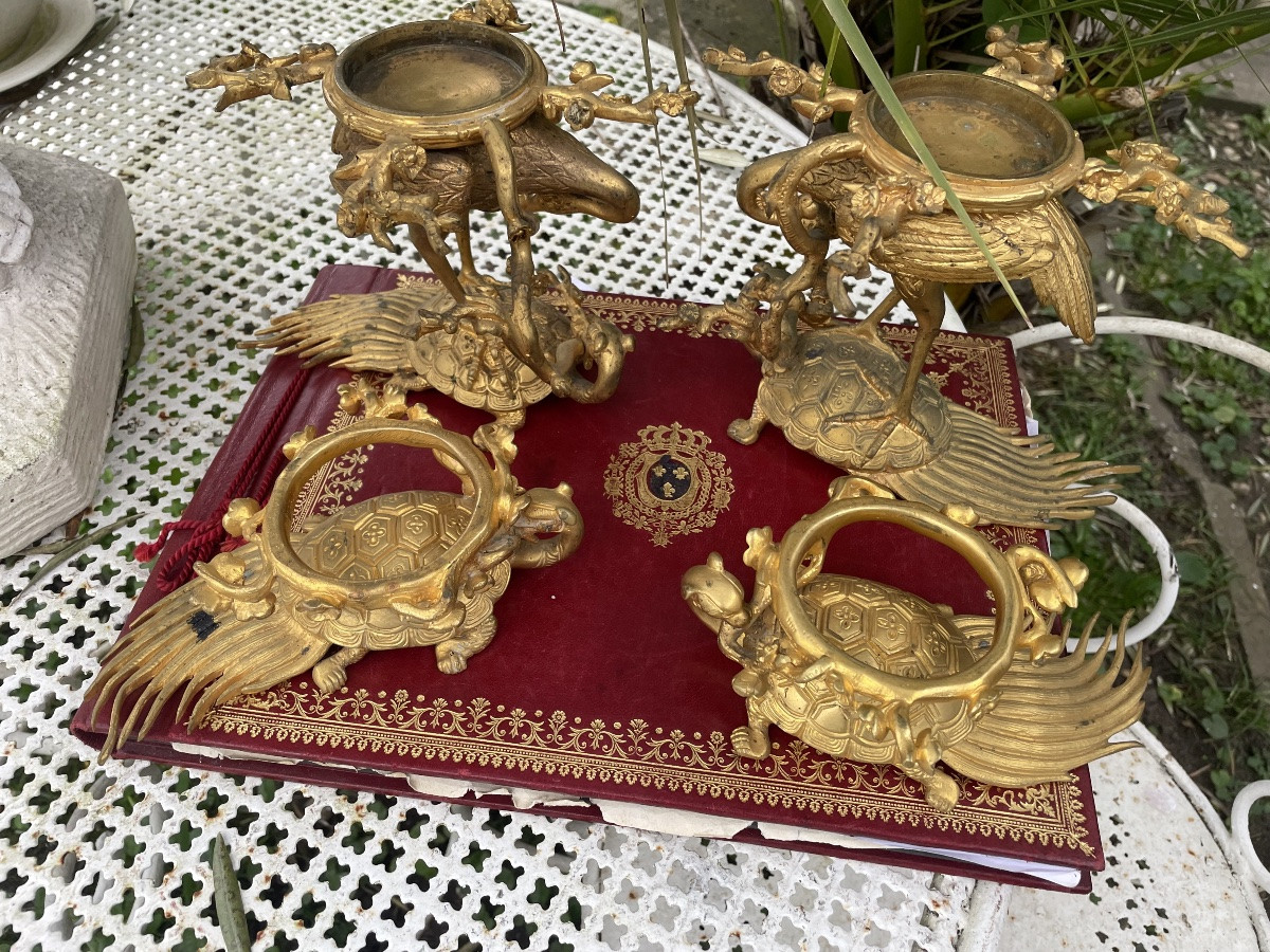 Pair Of Asian Gilt Bronze Incense Burners -photo-3