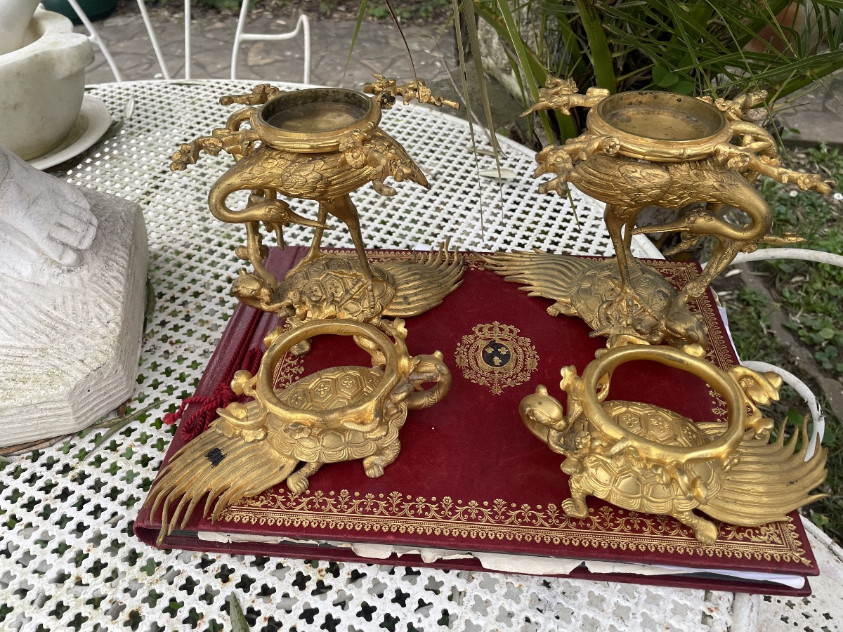 Pair Of Asian Gilt Bronze Incense Burners -photo-5