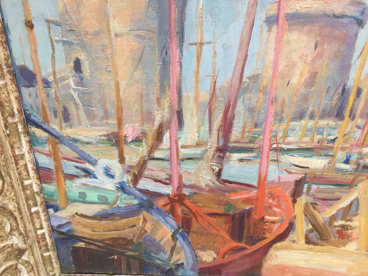 Huile Sur Toile :le Port De La Rochelle -photo-4