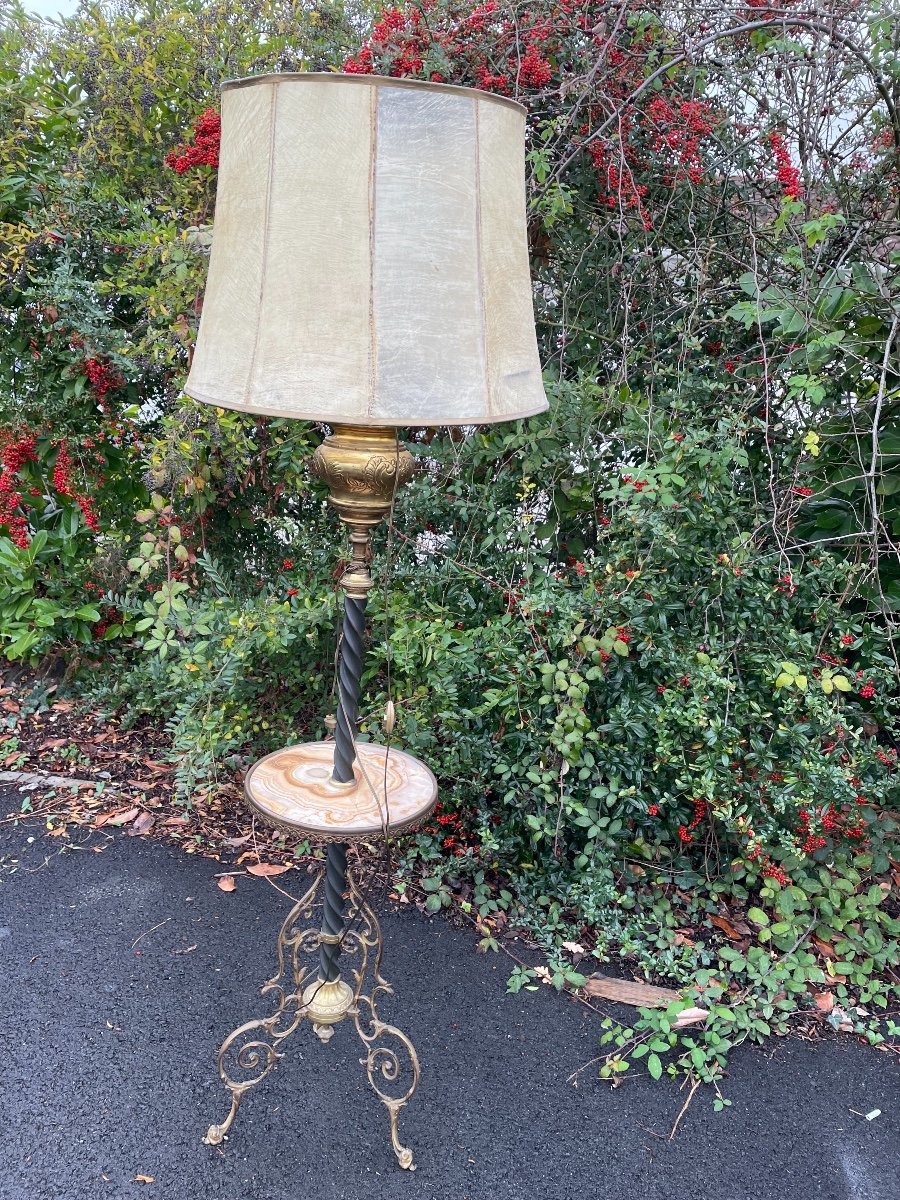 Gilt Bronze And Onyx Smoking Pedestal-photo-3