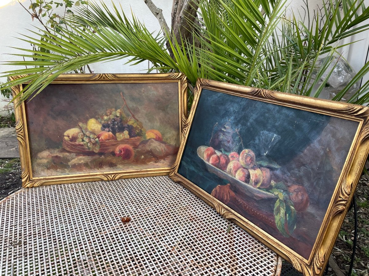 Pair Of Still Life With Fruits