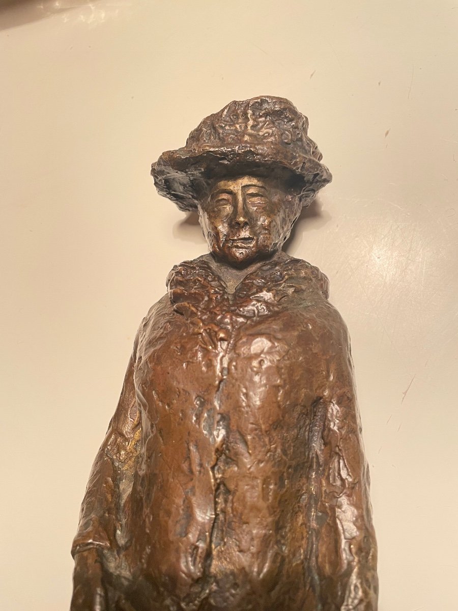 Bronze Old Lady With Fox By Bergman-photo-1