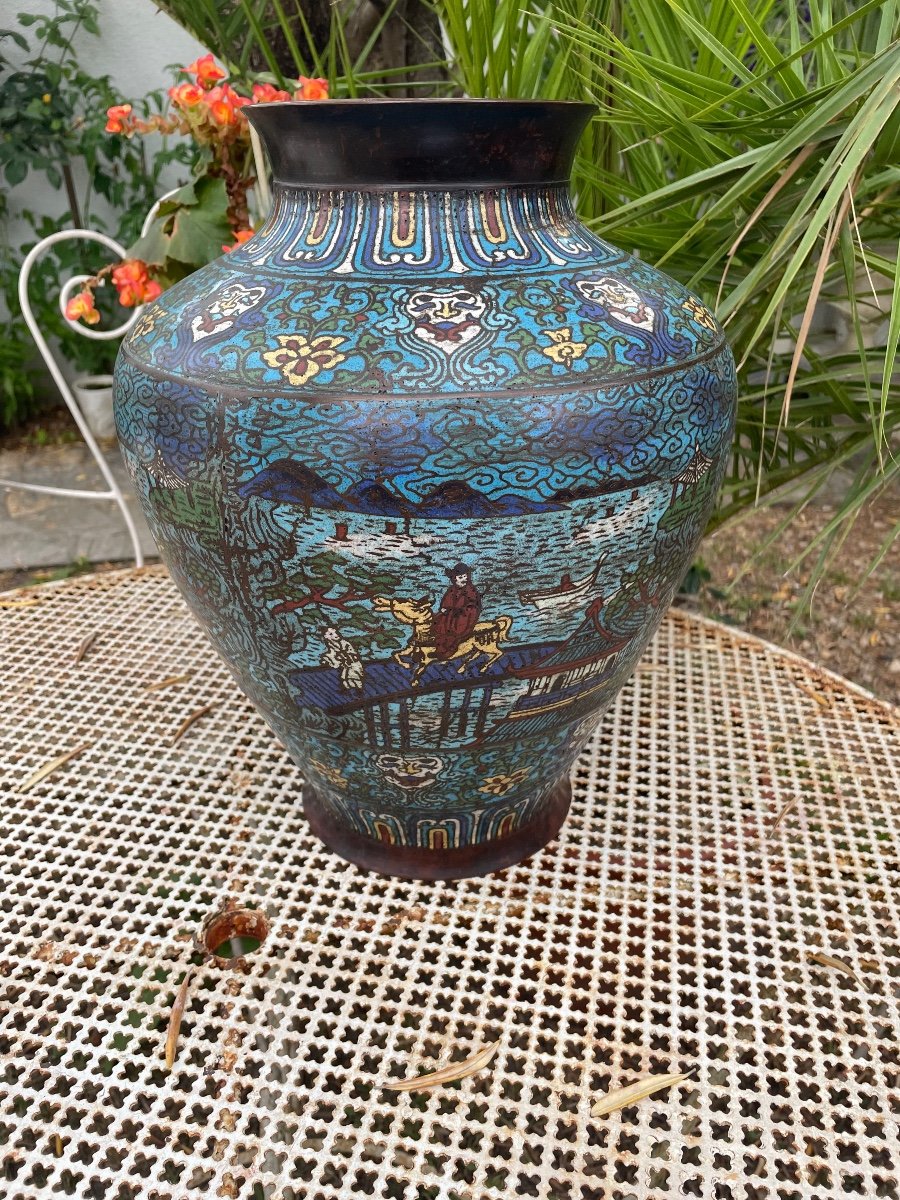 XVIIIth Cloisonne Bronze Vase-photo-2