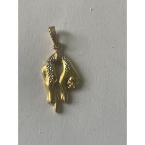 Petite Panther Pendant Gold And Brilliants
