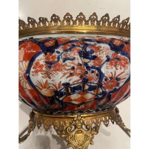 Porcelain And Gilded Bronze Fruit Basket Imari