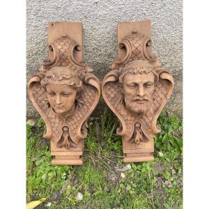 Couple Of Carved Wood Characters 