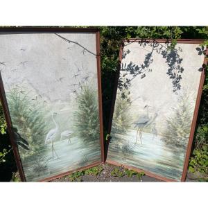Pair Of Paintings On Silk 