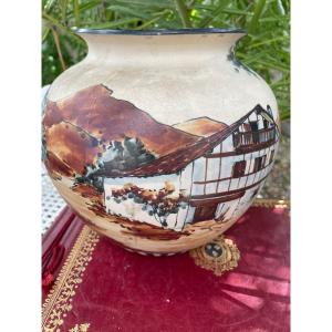 Large Basque Stoneware Vase From Ciboure 