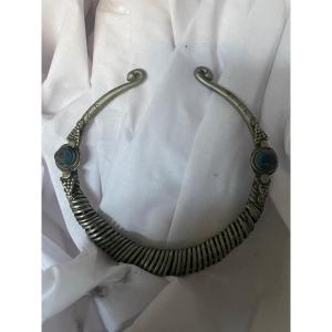 Ethnic Silver And Lapis Lazuli Necklace 