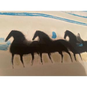 The Horses. Lithograph By André Brasilier 