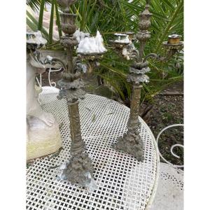 Pair Of Bronze Candelabra 