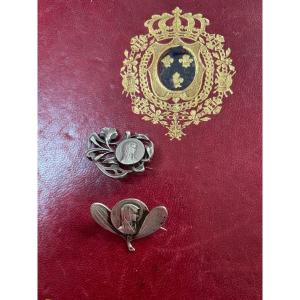 Pair Of Religious Silver Brooches 