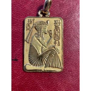 Gold Pendant With Egyptian Decor 