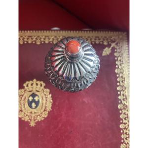 19th Century Silver And Coral Vase 