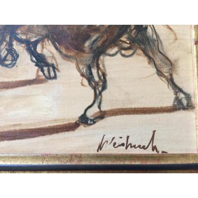 Huile Sur Toile « corrida » De Weisbuch Claude 