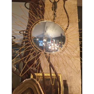 Convex Mirror 1950 Gilt Bronze