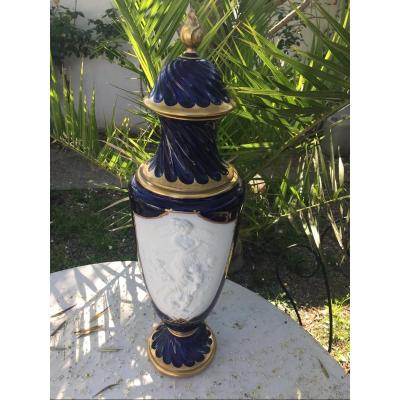 Biscuit Amphora Porcelain Vase By Michelaud