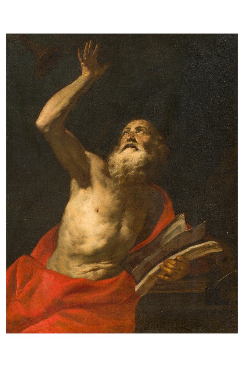 Orazio De Ferrari, (voltri 1606- Genoa 1657), St. Jerome, Oil On Canvas Cm 110 X 85