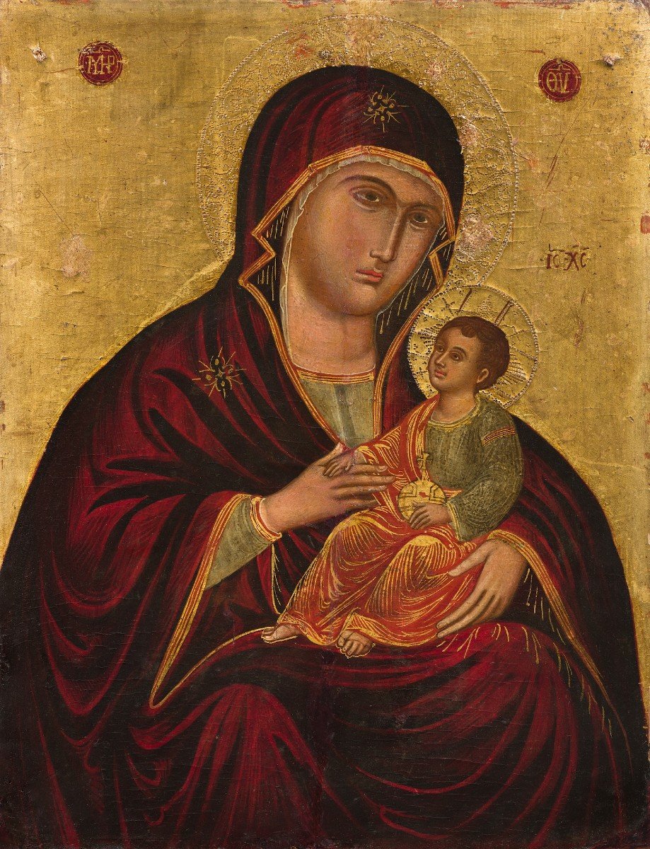 Venetian Cretan School Of The 19th Century Madonna With Child