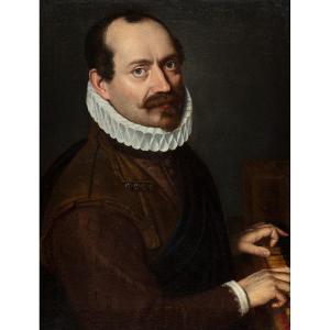 Enea Salmeggia dit Il Talpino (Salmezza 1558-Bergamo 1626) Portrait d'un joueur d'épinette