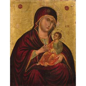 Venetian Cretan School Of The 19th Century Madonna With Child