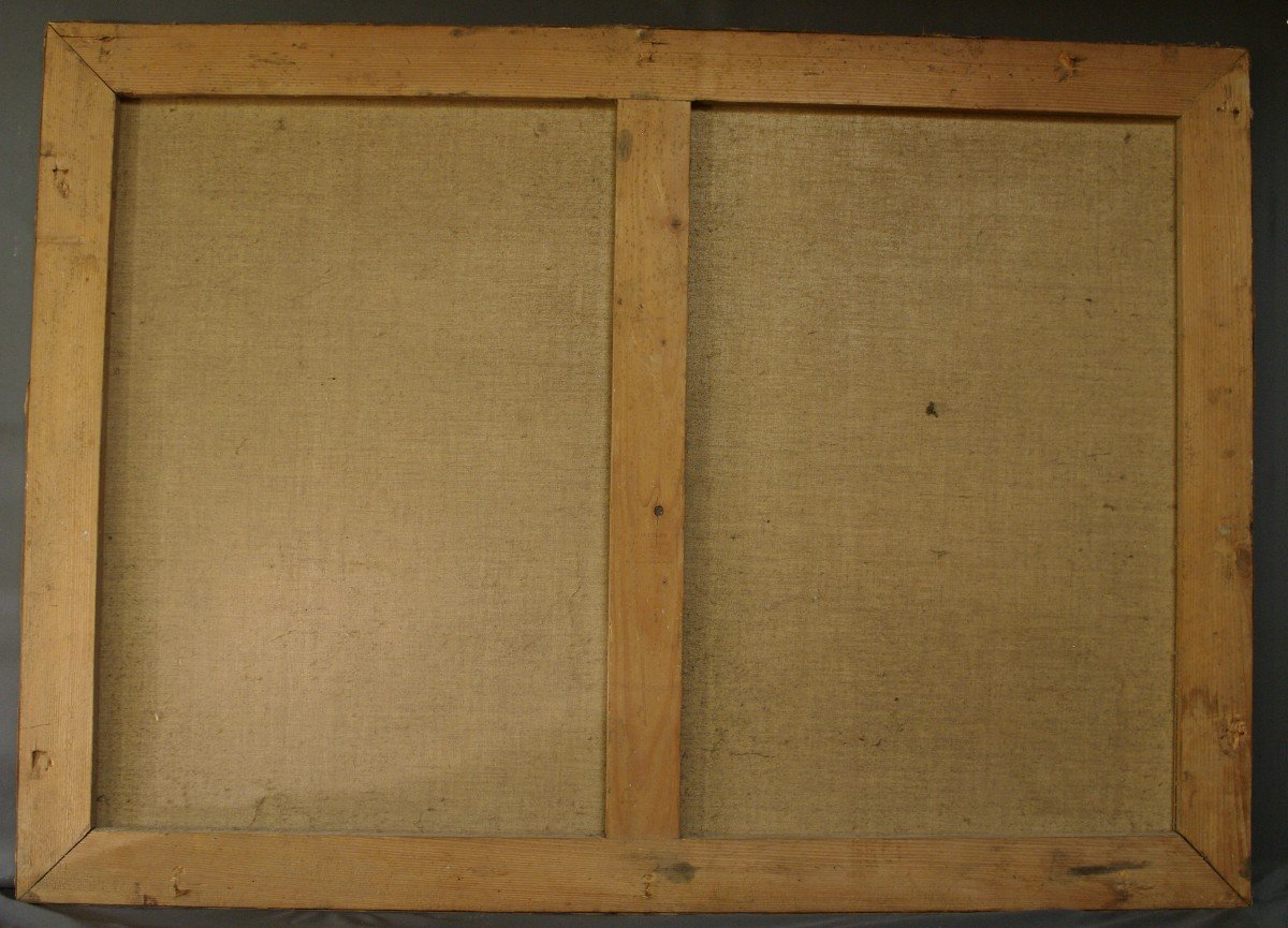 Large Naïve School Canvas From The 19th Century Monogram Ab 1894-photo-4