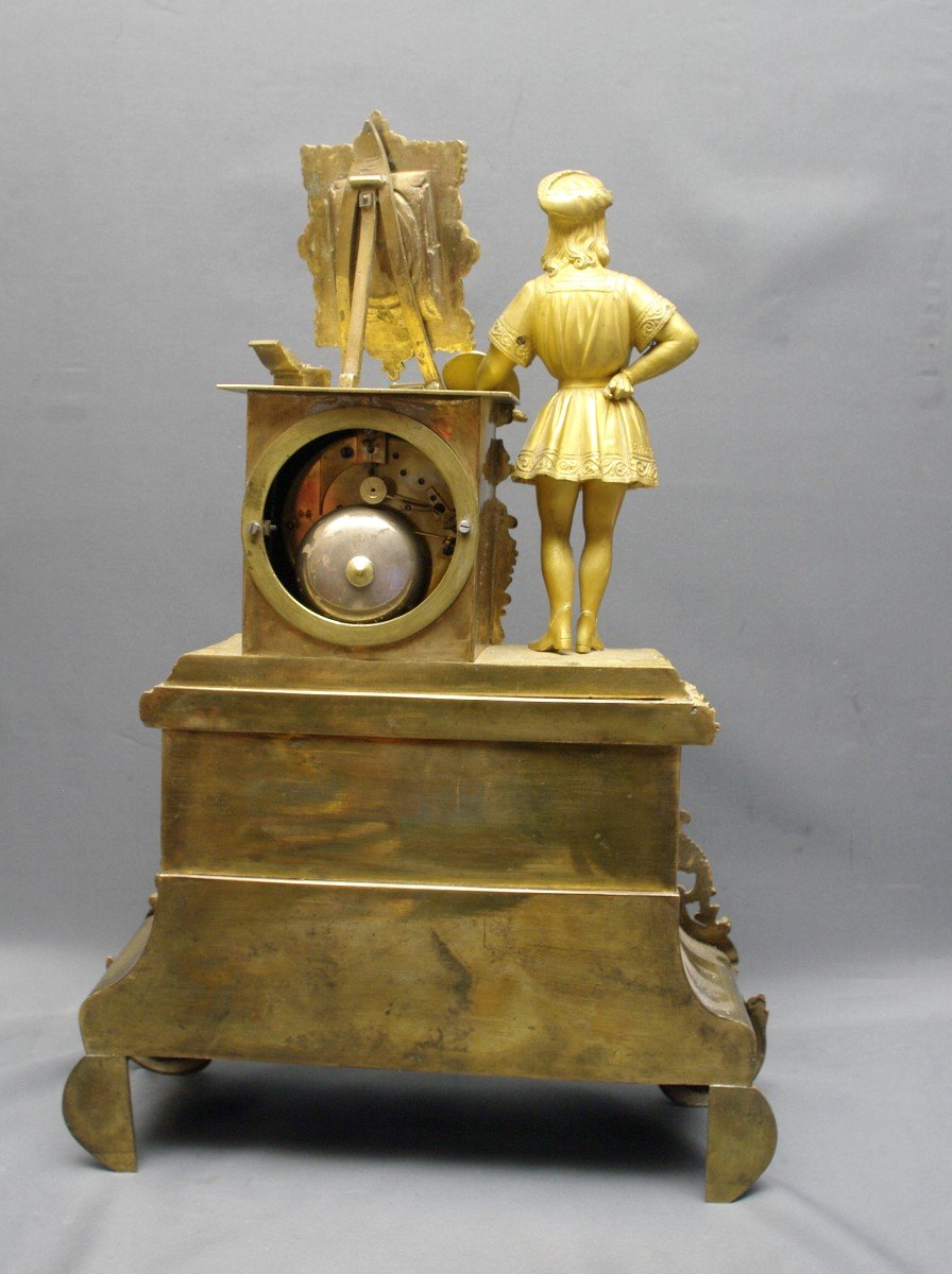 Bronze Clock Restoration Period Circa 1830 Neo Renaissance Tribute To Rafaël Painting-photo-1