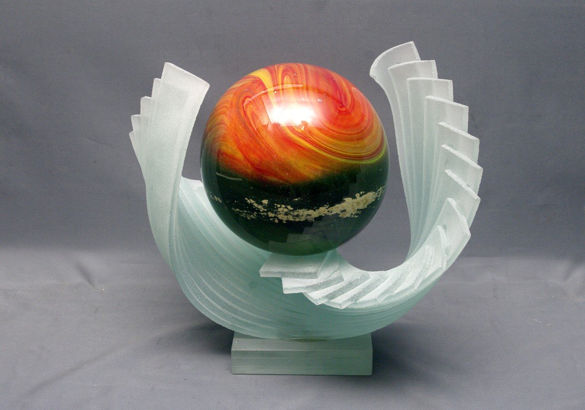 Patrick Lepage Sculpture Pate De Verre Naissance Du Monde 1993