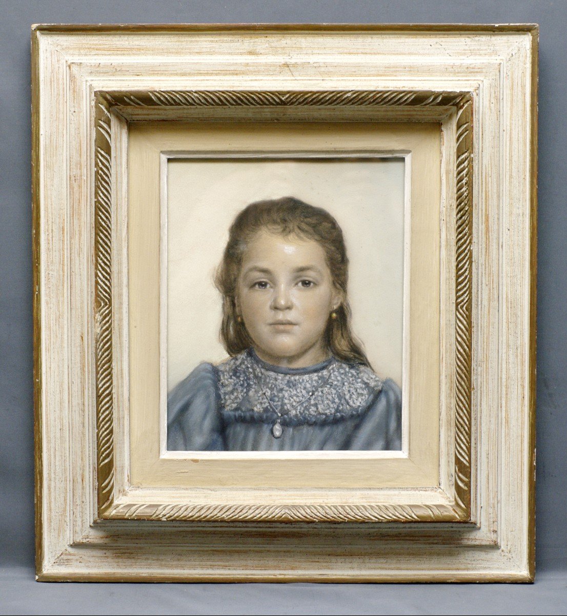 Portrait Of A Little Girl Early 20th Century In Pastel