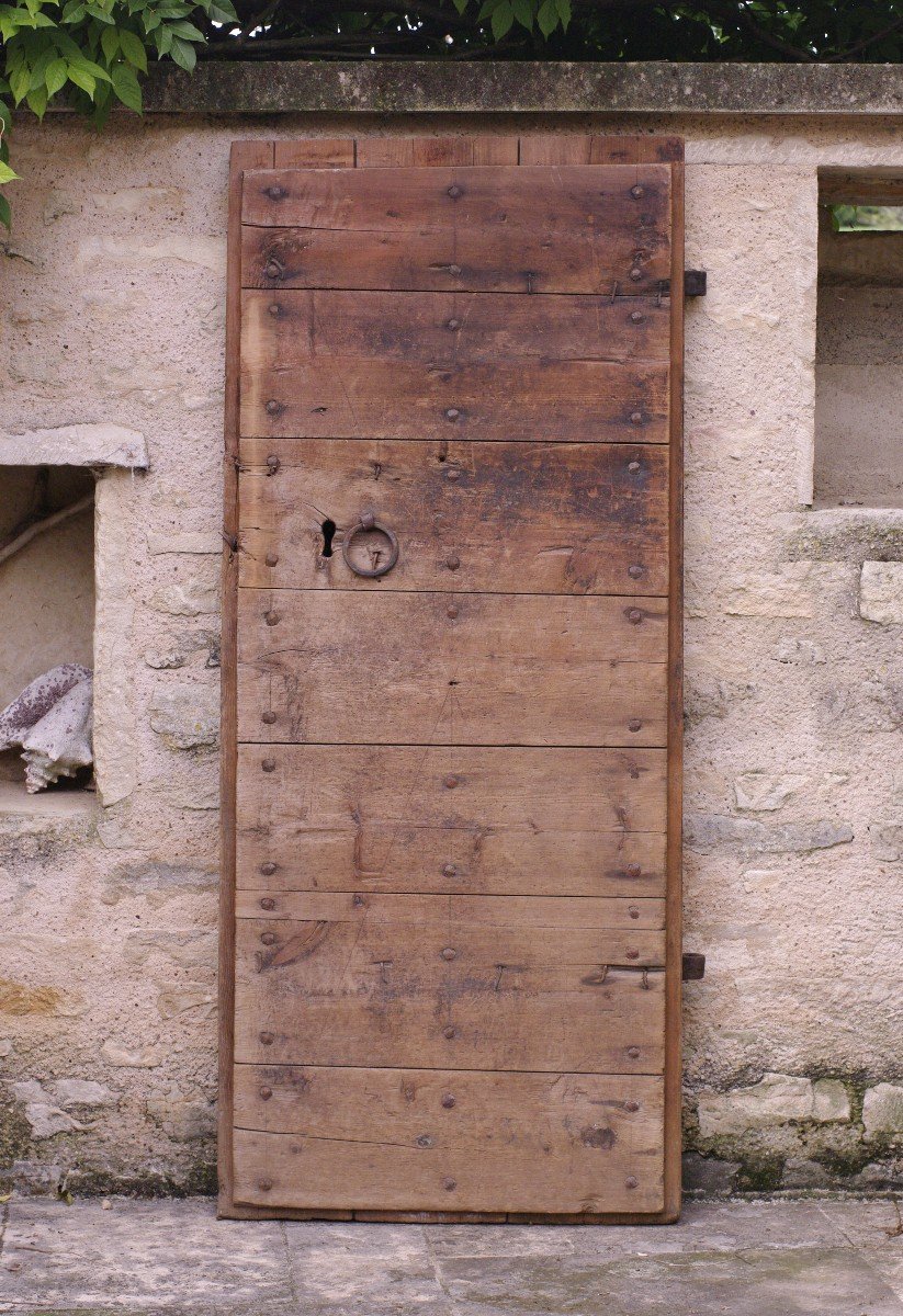 17th Century Savoyard Chalet Door All Authentic Wood Lock Hinge Nails