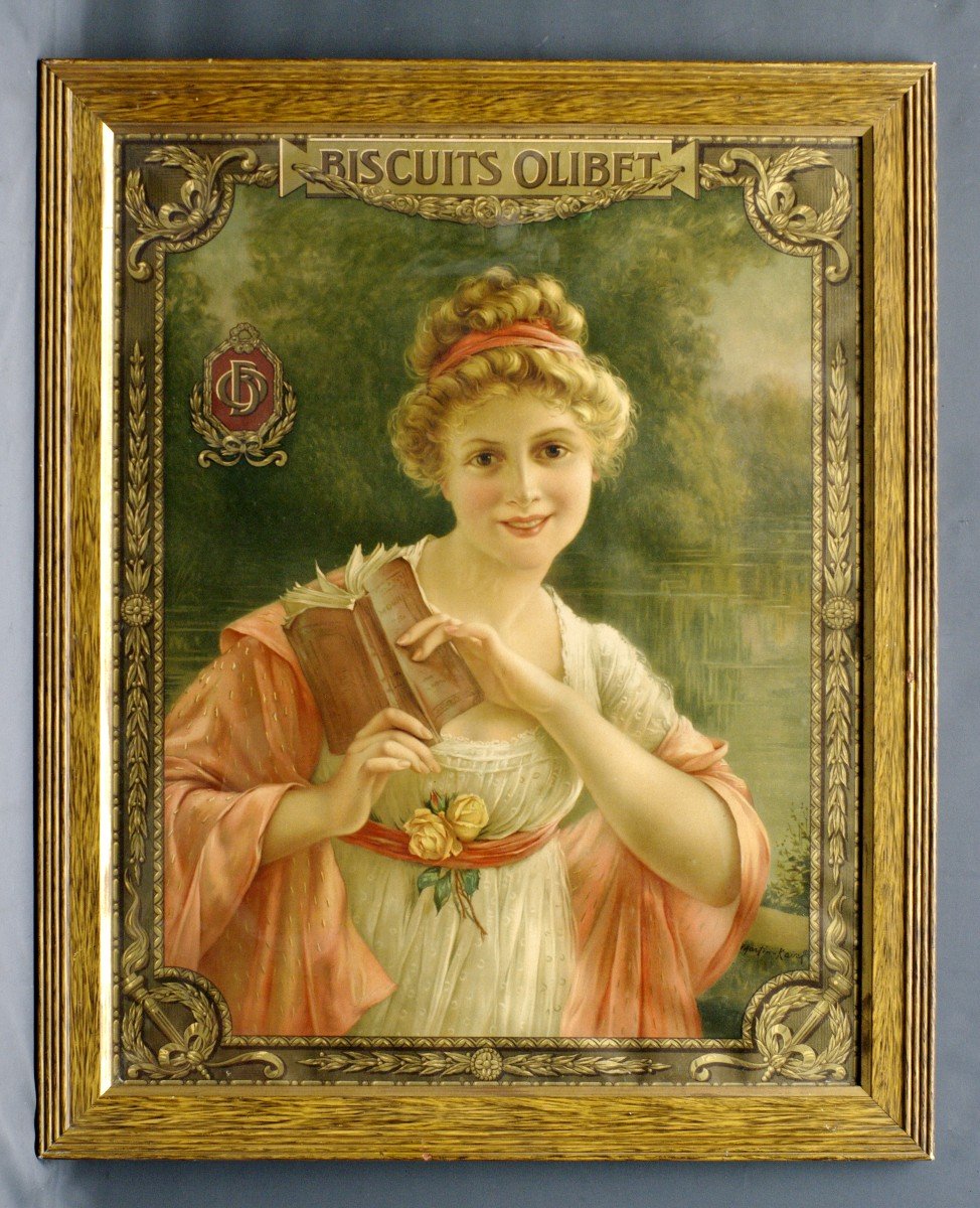 Poster Chromolithography End Of 19th Century Biscuits Olibet Bordeaux Martin Kavel