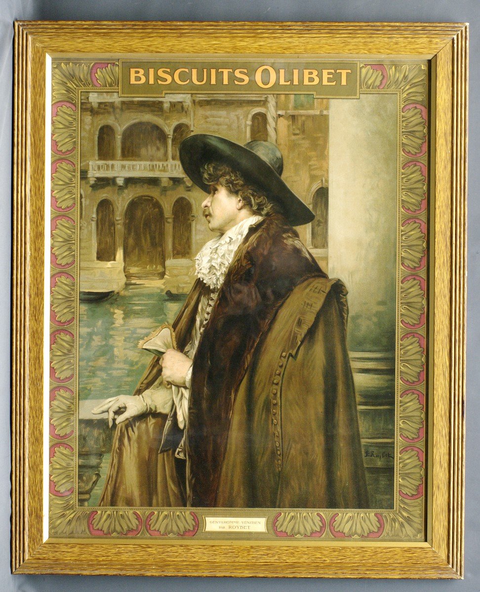 Affiche Chromolithographie Fin 19ème Biscuits Olibet Bordeaux Roybet