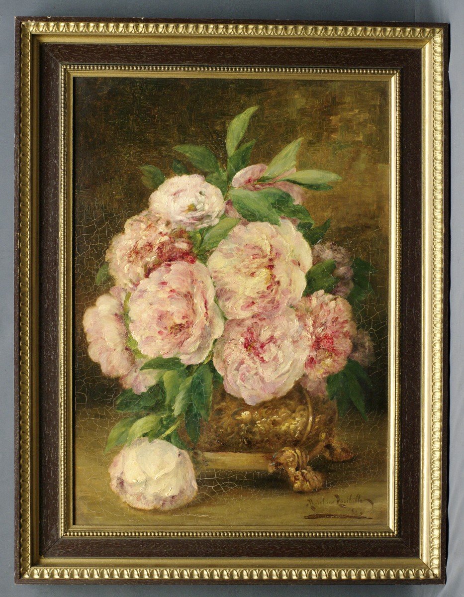 Painting Madeleine Lasibille Bouquet Of Peonies Flowers