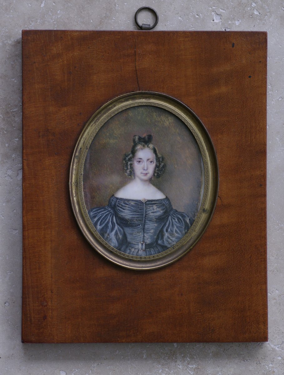 Miniature époque Romantique Jeanne Françoise Olympiade Thomas 1830