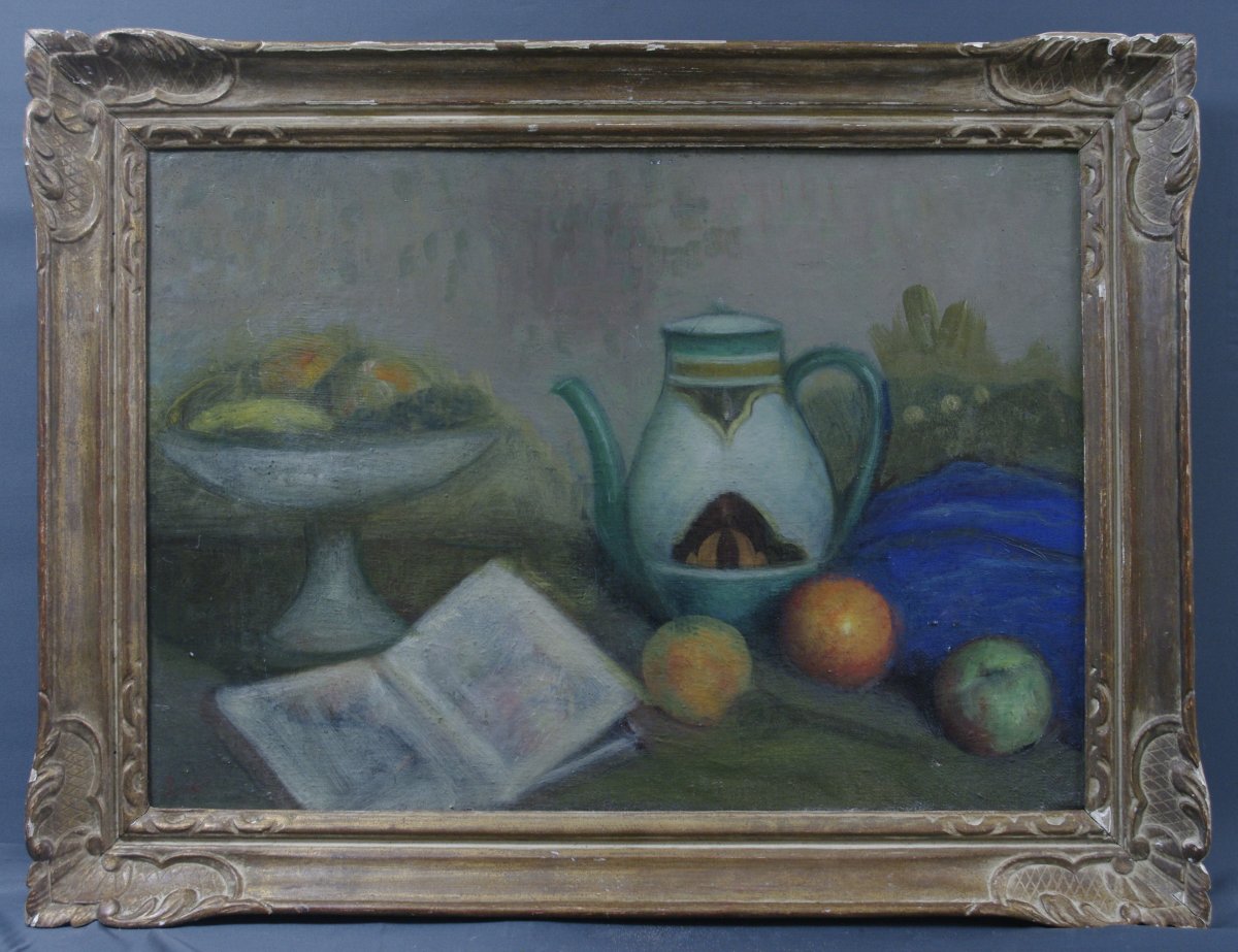 Tableau Nature Morte Vers 1930 Monogramme I. W.