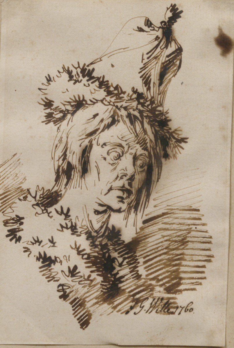 Original Drawing 1760 Johann Georg Wille (1715-1808)-photo-2