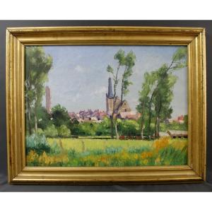 Painting Jehan Berjonneau Landscape Of Vienne Montmorillon 1930