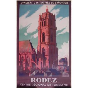 Affiche Originale Rodez 1930 Chemins De Fer