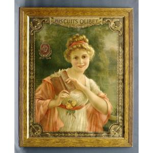 Poster Chromolithography End Of 19th Century Biscuits Olibet Bordeaux Martin Kavel