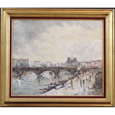 Tableau Laval F Quais De Paris Nôtre Dame 1950