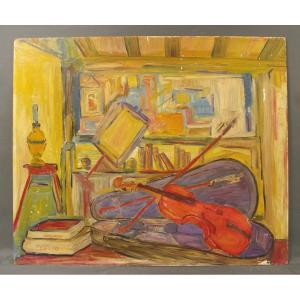 Still Life With Red Violin Around 1930 Tepito Taora