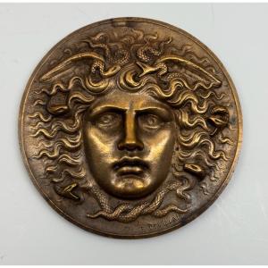 Ferdinand Levillain  Camée En Relief En Bronze « méduse » 