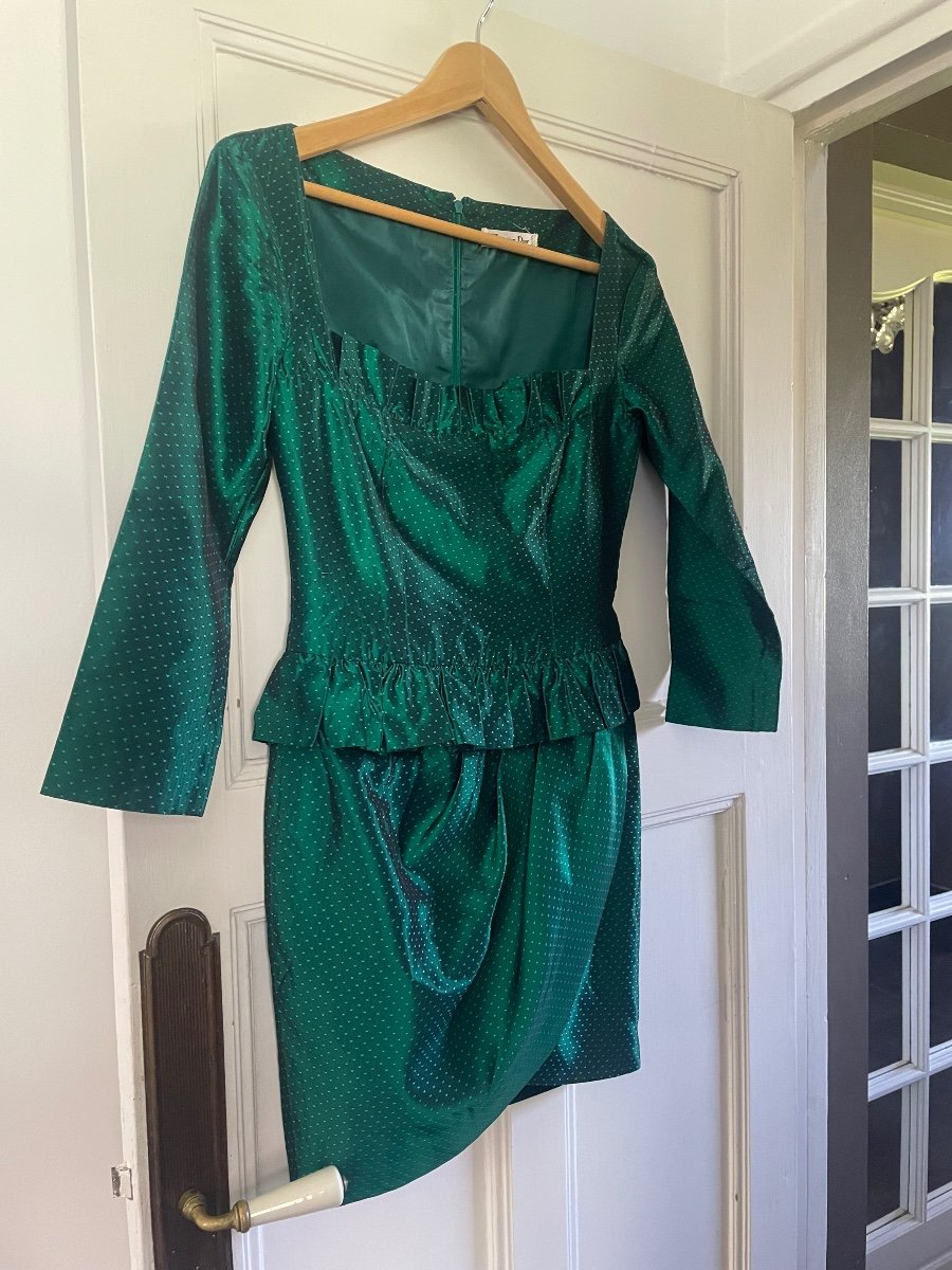 Superb Little Vintage Silk Cocktail Dress Christian Dior. -photo-4