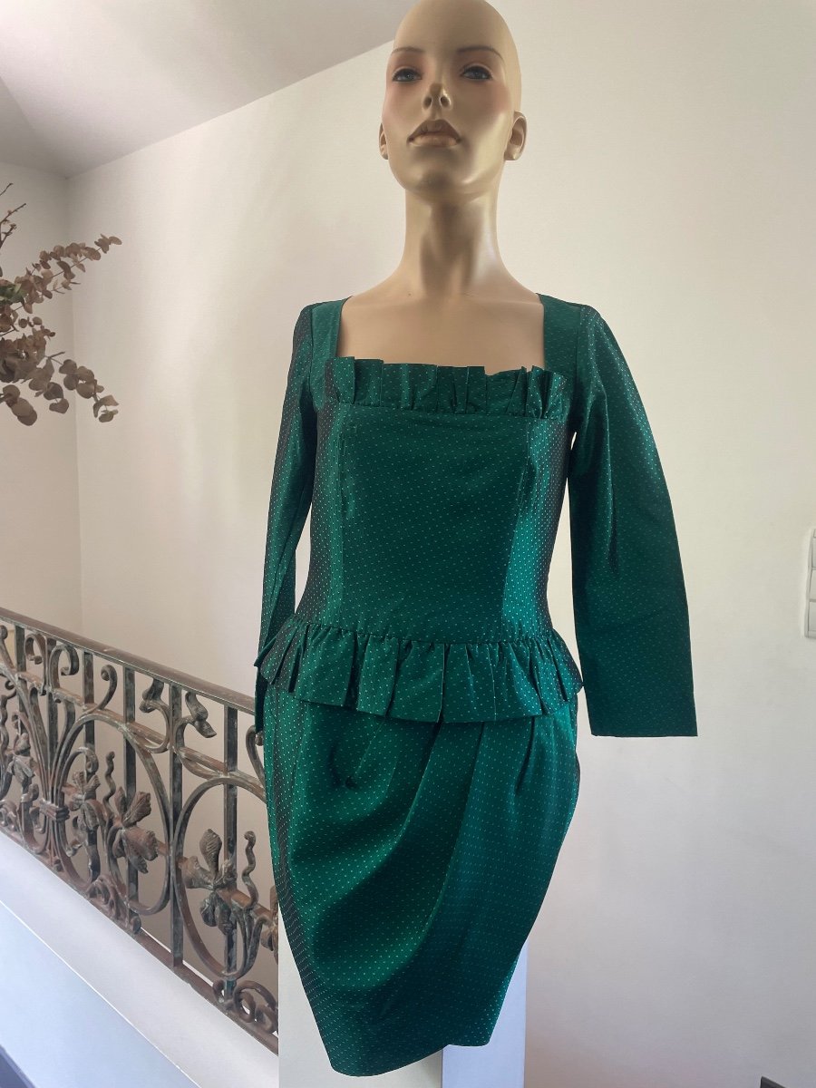 Superb Little Vintage Silk Cocktail Dress Christian Dior. -photo-4