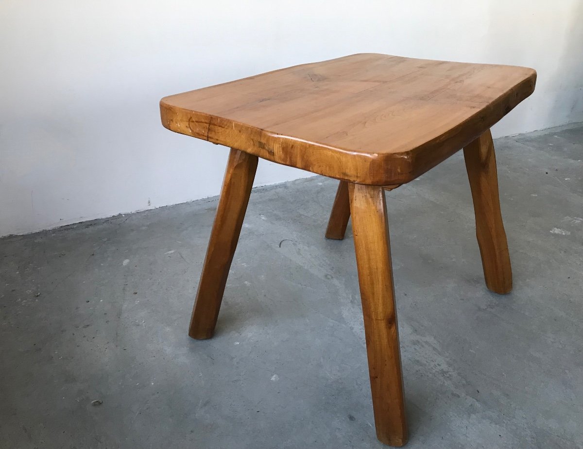 Brutalist Coffee Table In Solid Wood.-photo-2