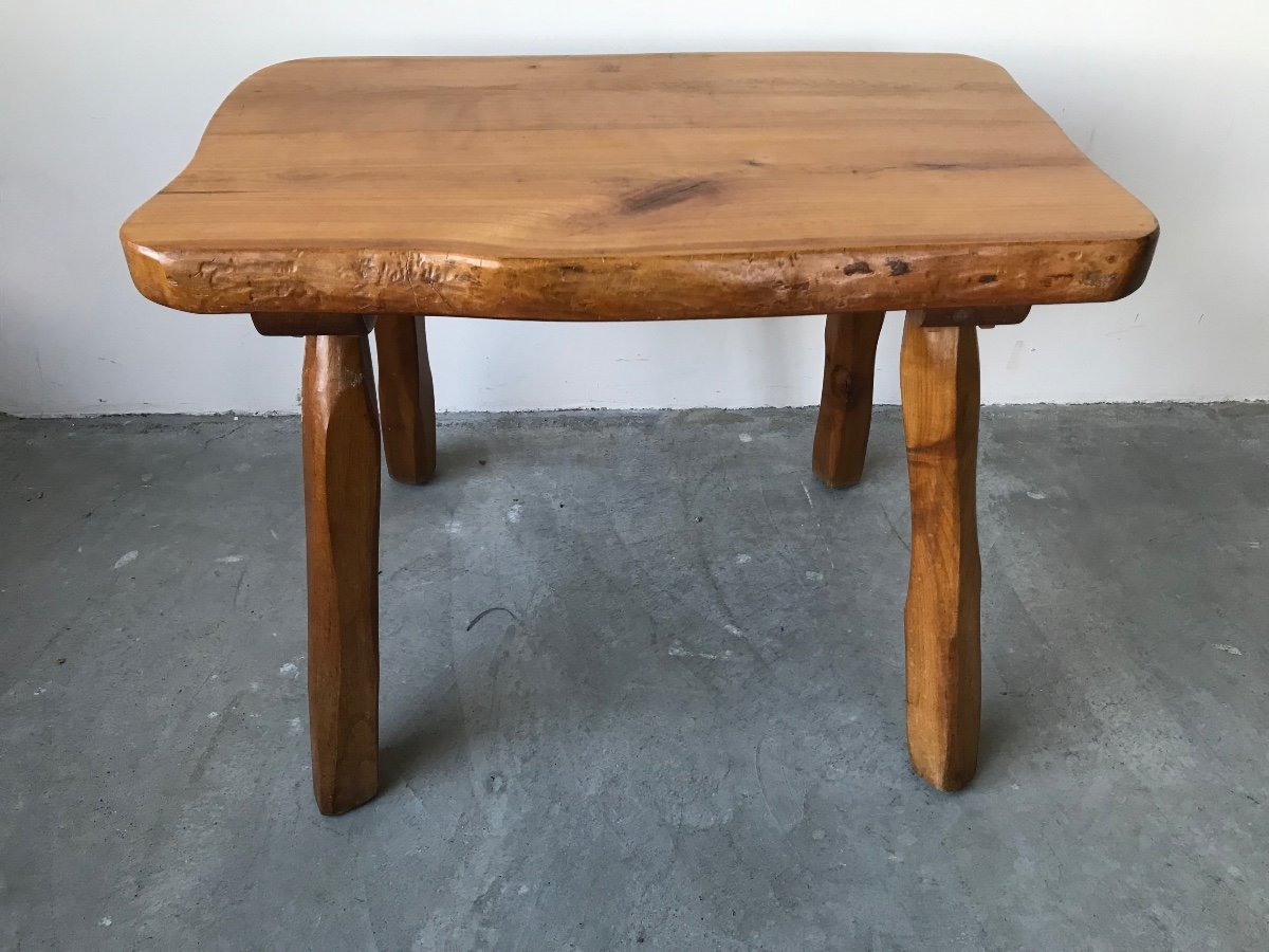 Brutalist Coffee Table In Solid Wood.-photo-4