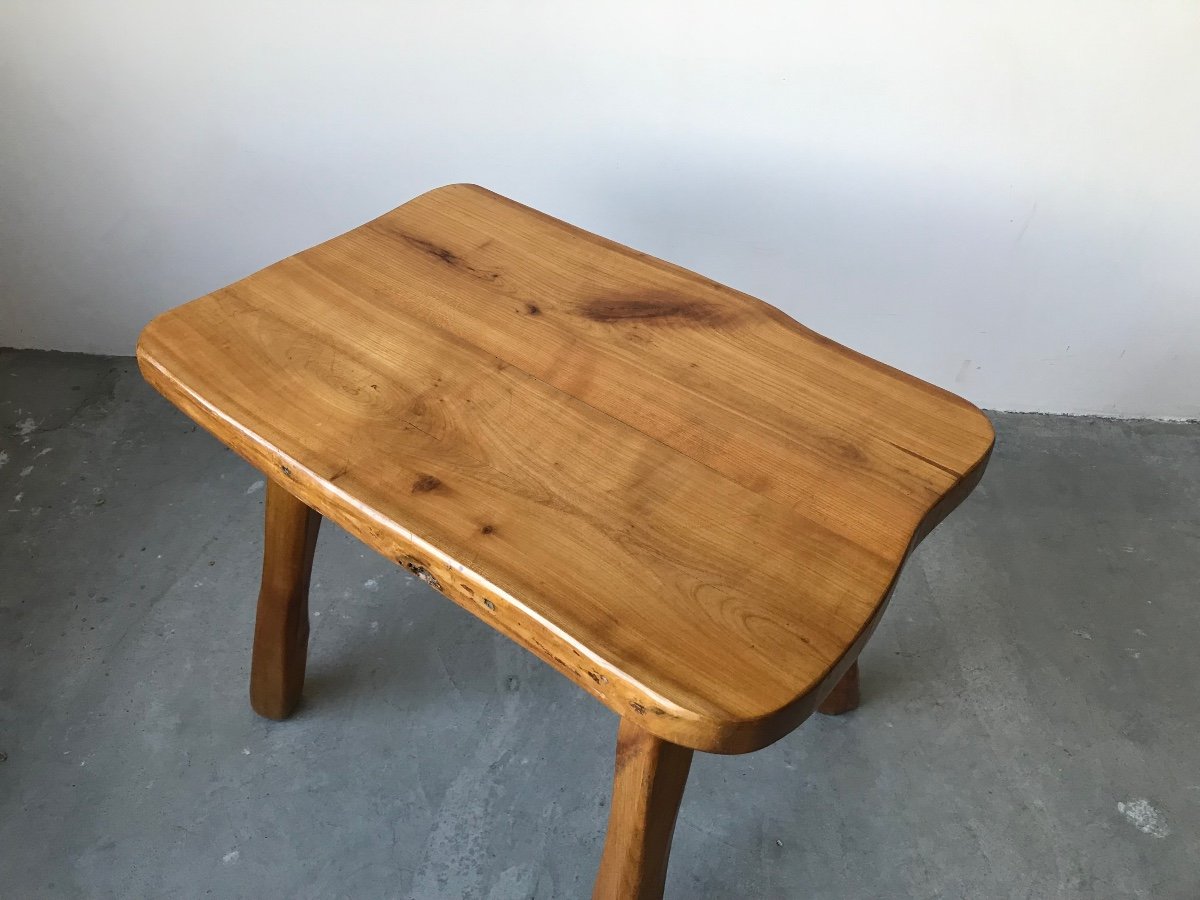 Brutalist Coffee Table In Solid Wood.-photo-3