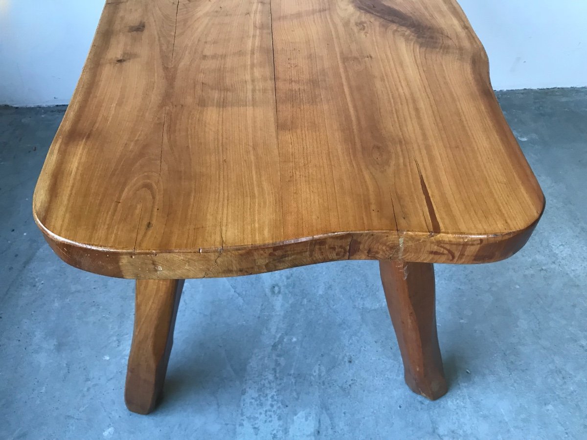 Brutalist Coffee Table In Solid Wood.-photo-4