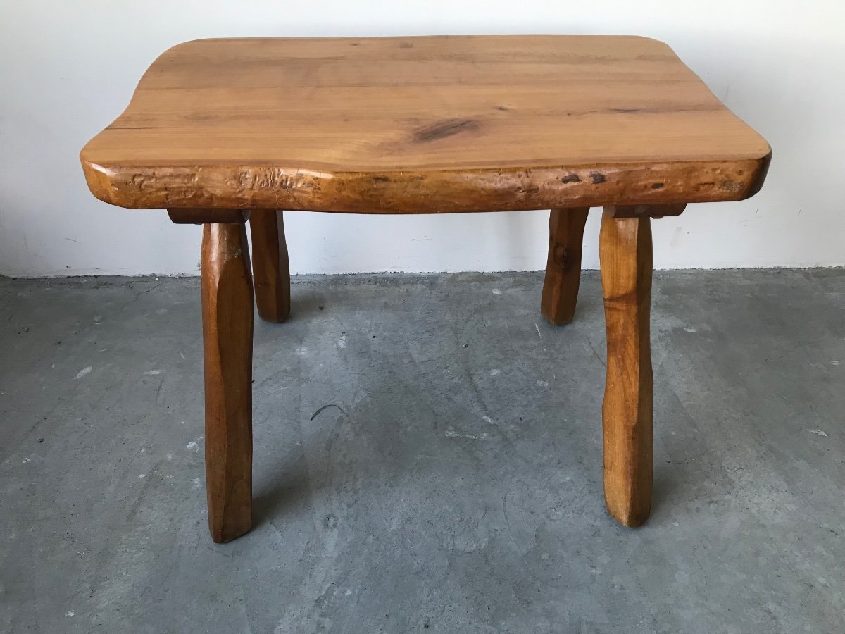 Brutalist Coffee Table In Solid Wood.-photo-5